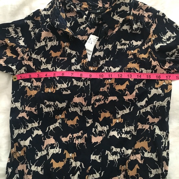H&M navy horse button up shirt dress 4 NWT - Picture 4 of 9